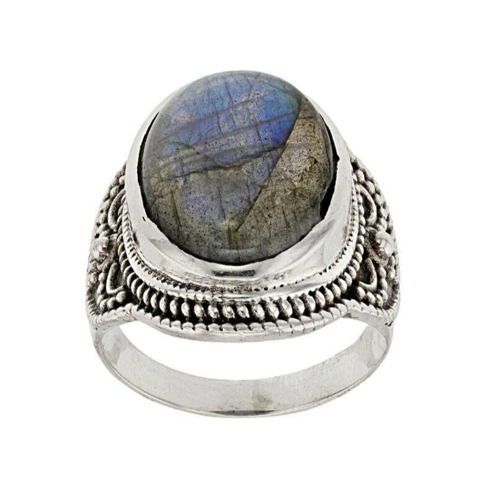 Gray Labradorite Sterling Silver Ring Size 8
